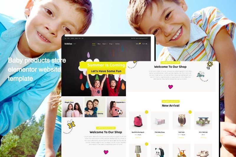 Baby products store elementor website template