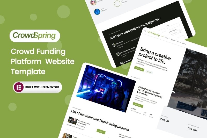 Crowd Funding Elementor Website Template
