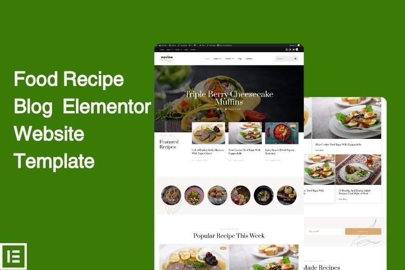 food recipe blog elementor website template