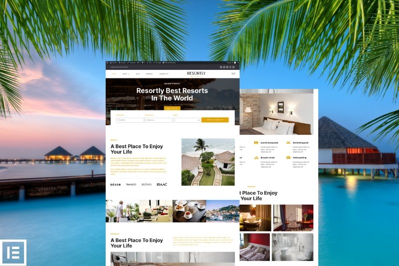 Hotel and resort elementor website template
