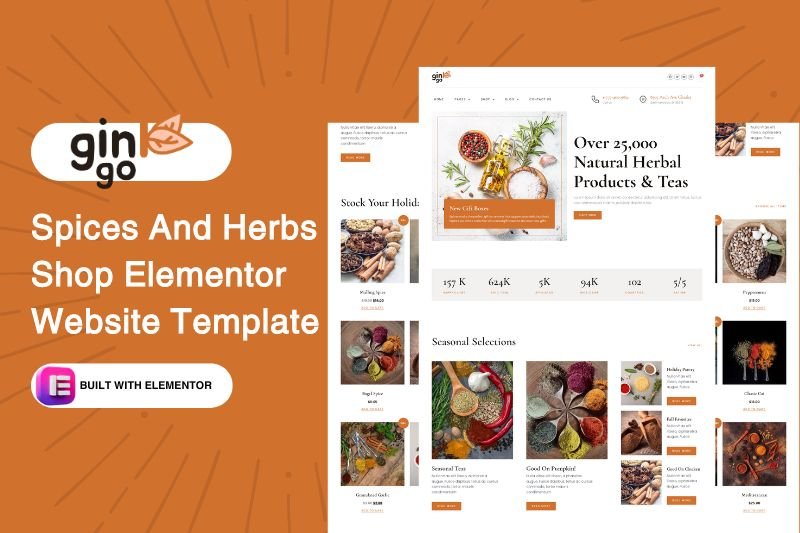 Spices And Herbs Shop Elementor Website Template