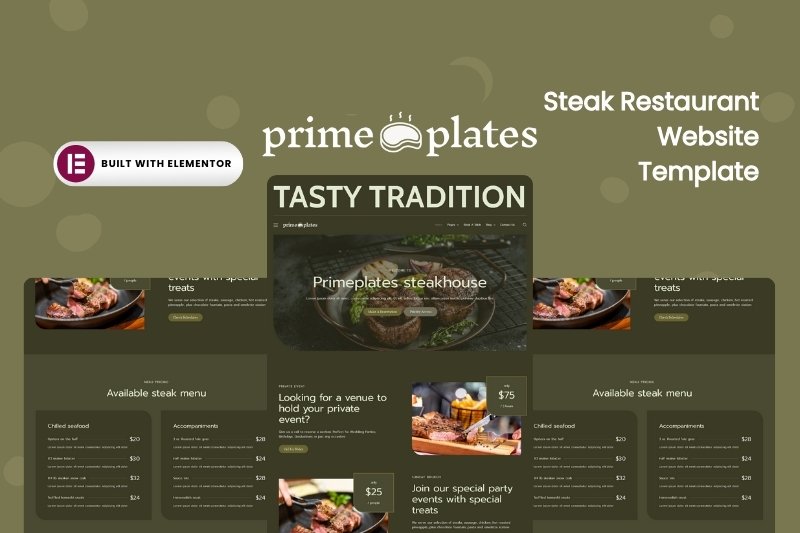 Steak Restaurant Elementor Website Template