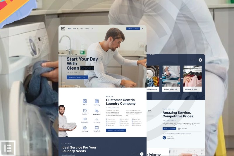 laundry services elementor website template