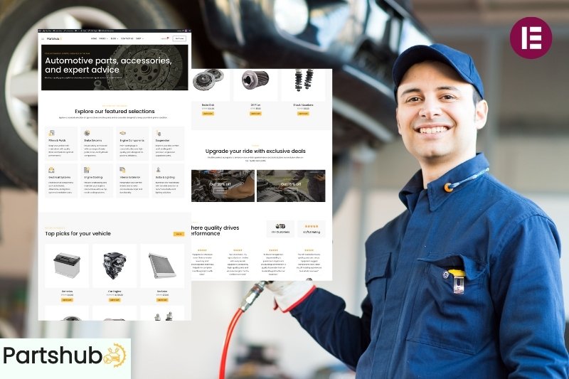 car parts shop elementor website template