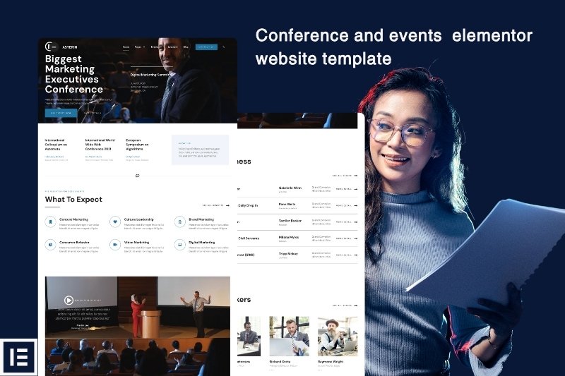 Conference and events elementor website template