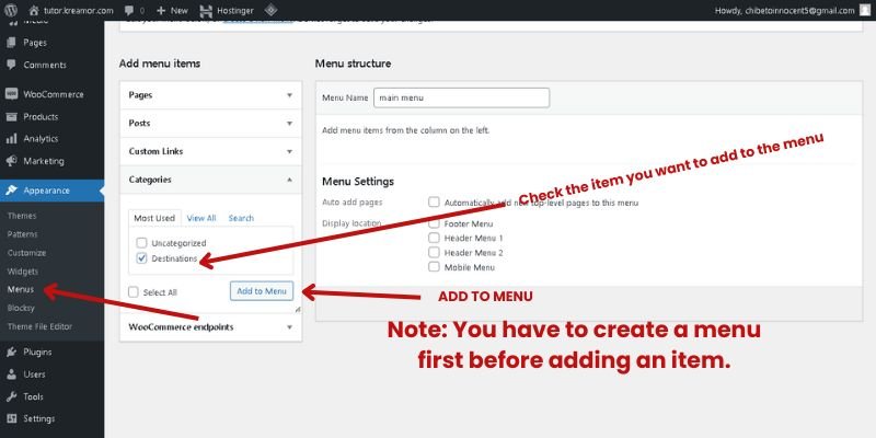 how to add category to menu in wordpress